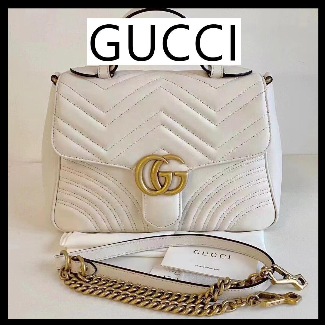 ホワイトキルティングバッグ 保存袋付き 中古