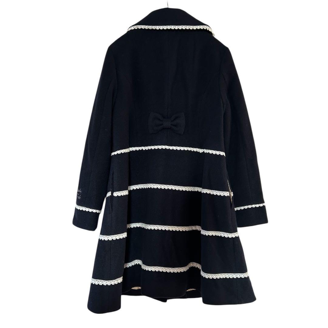 シャーリーテンプル 濃紺 レースパイピング ロングコート アウター ジャンパー