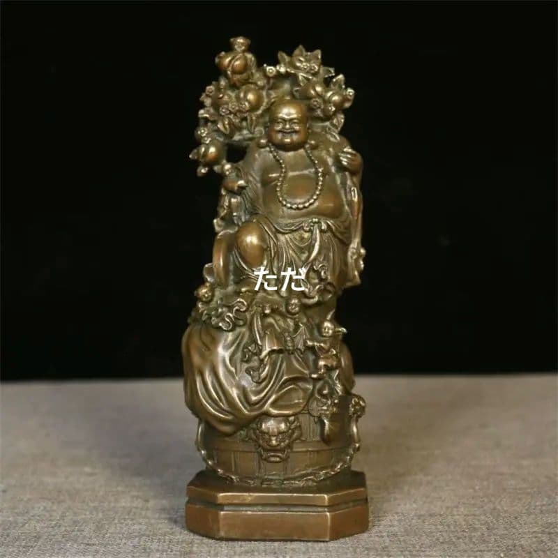 仏教美術品 五子弥勒仏 大腹笑仏 応接間 仏堂 卓上 置物 銅製品 工芸品
