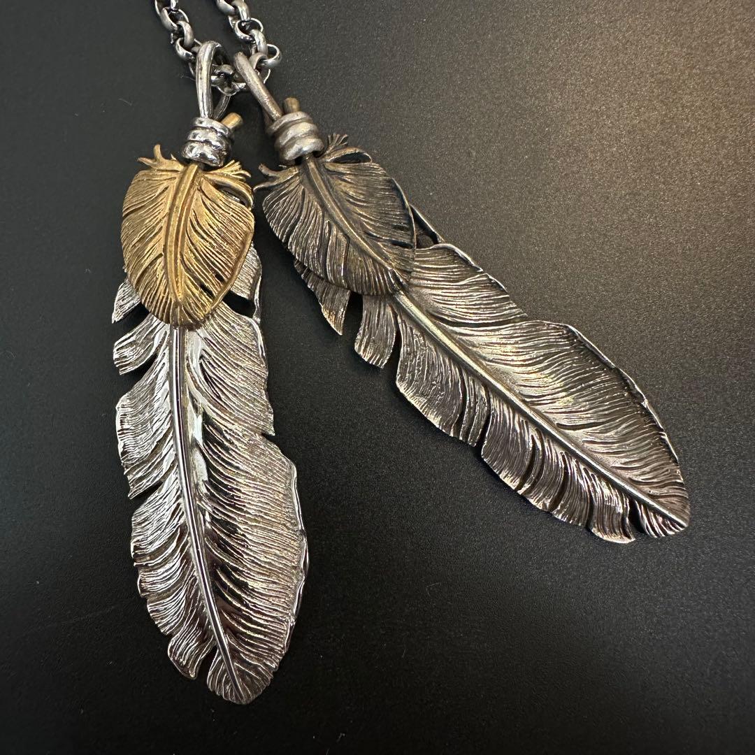 SAAD フェザー ブロンズハート 甲丸チェーン セット ネックレス