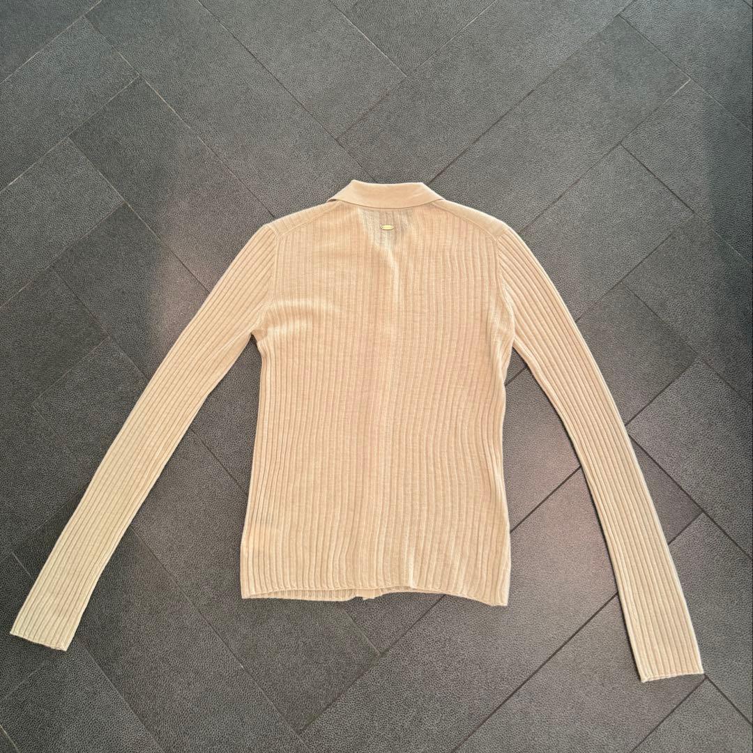 anuans カシミヤ100ニットシャツカーディガン　ライトベージュ