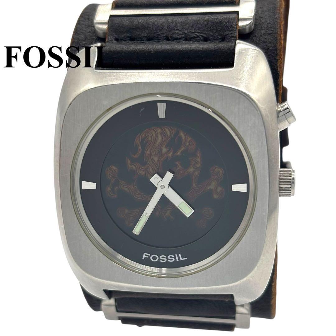 【希少　電池交換済み】FOSSIL BIG TIC ドクロ　クォーツ