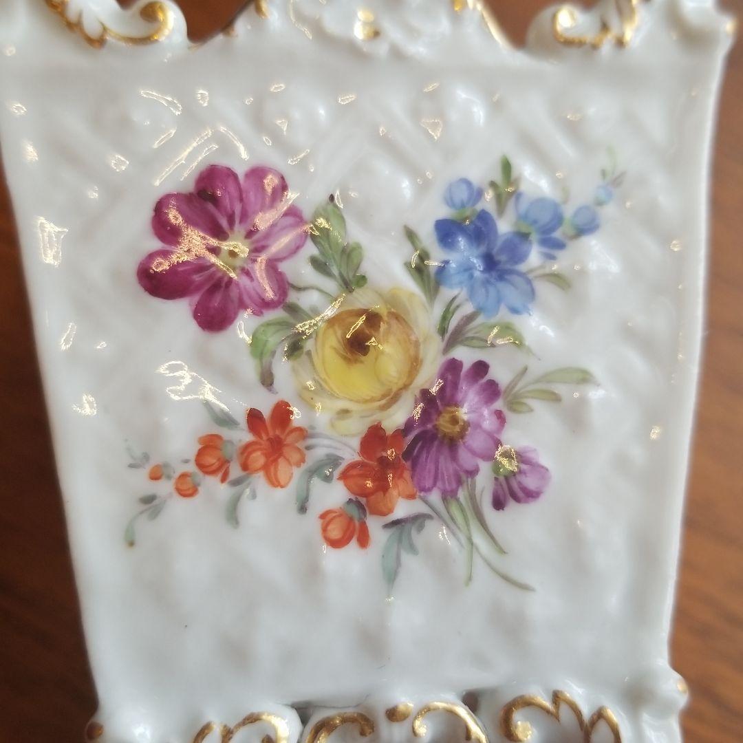 マイセン　ボタン剣　フラワーブーケ模様　植木鉢