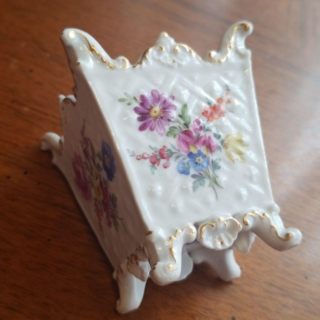 マイセン　ボタン剣　フラワーブーケ模様　植木鉢