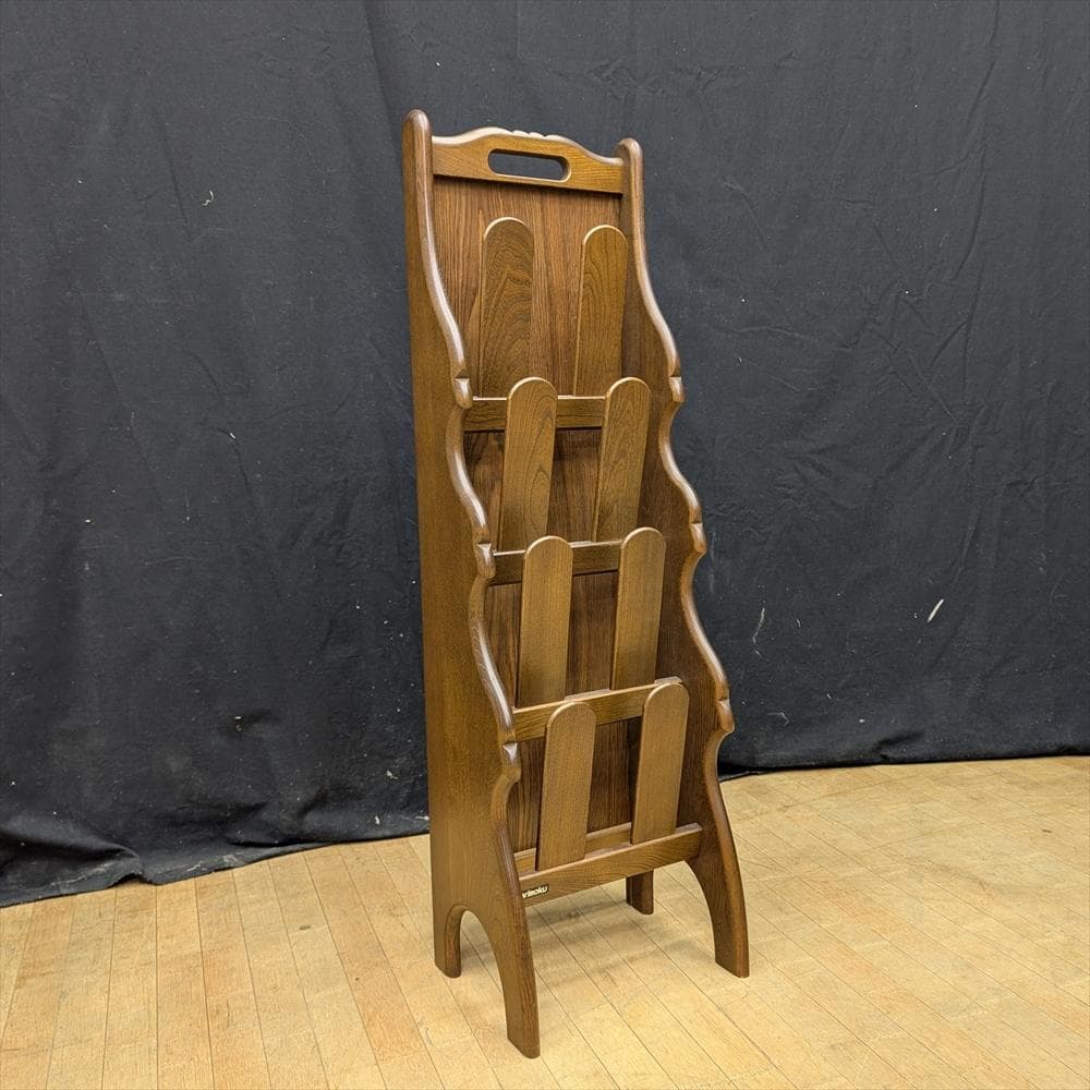 美品 カリモク 天然木　4足　４段　スリッパラック　スリッパ立て　玄関収納　靴