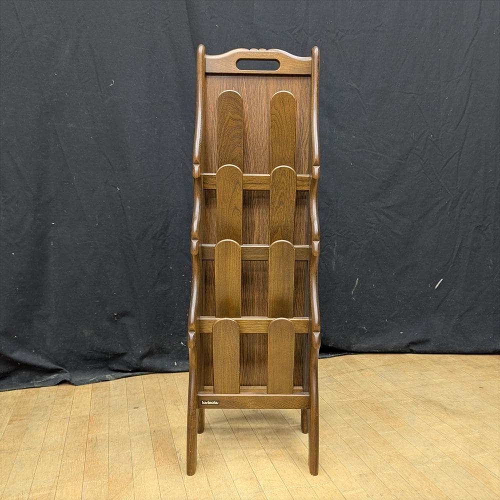 美品 カリモク 天然木　4足　４段　スリッパラック　スリッパ立て　玄関収納　靴