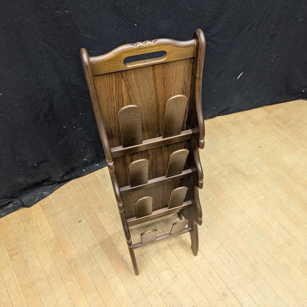 美品 カリモク 天然木　4足　４段　スリッパラック　スリッパ立て　玄関収納　靴