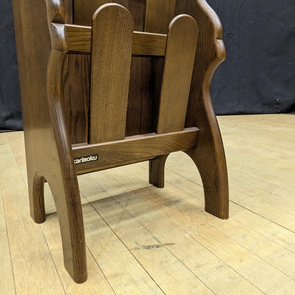 美品 カリモク 天然木　4足　４段　スリッパラック　スリッパ立て　玄関収納　靴