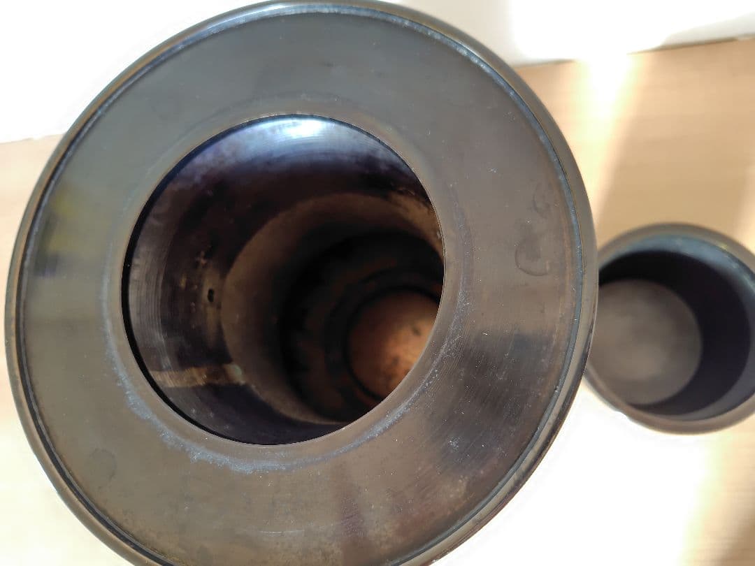 古流 伝統生け花花器 六華 獅子頭耳付き 銅鋳造花器