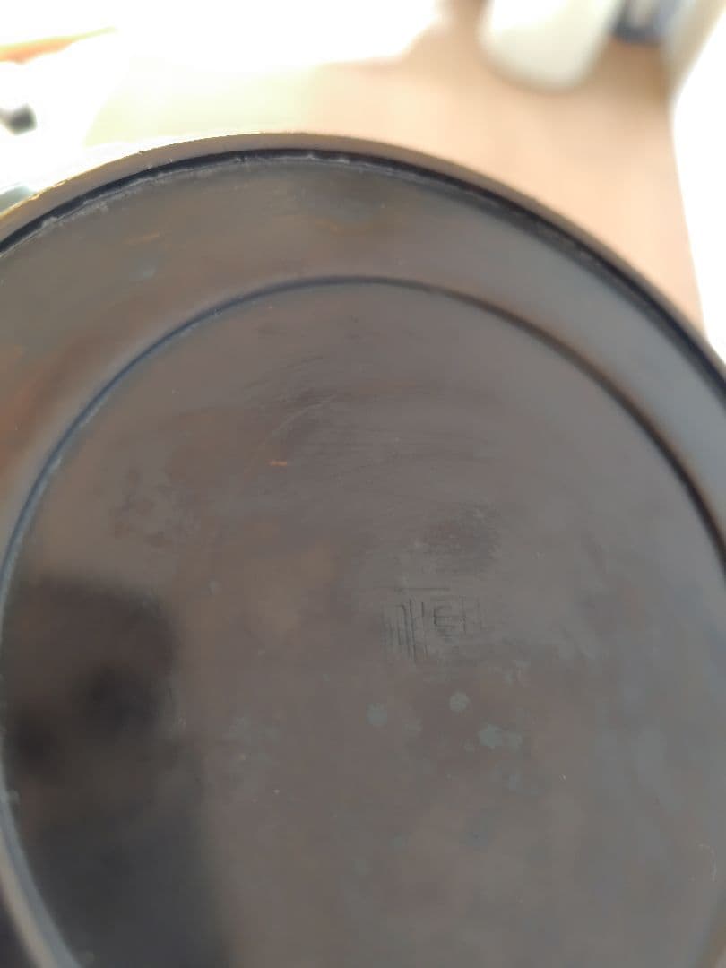 古流 伝統生け花花器 六華 獅子頭耳付き 銅鋳造花器