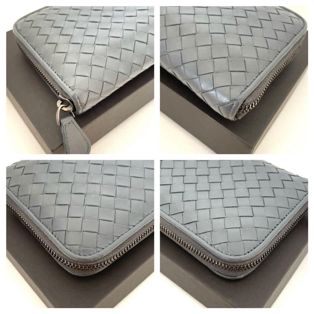 美品☆ボッテガヴェネタ 財布 ラウンドウォレット イントレチャート ダークグレー