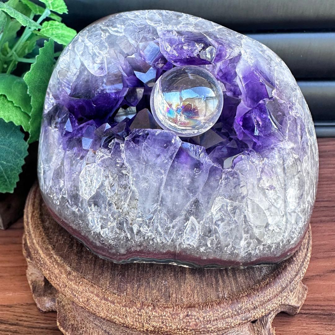 濃紫の煌めき☆瑪瑙☆&アメジストミニドーム&アイリスクォーツ浄化セットA1092