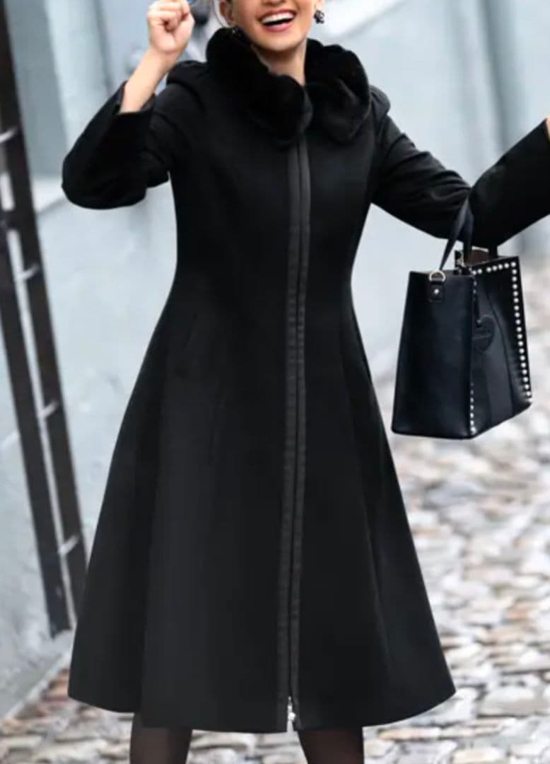 超美品！ エコファー襟付 ドレスコート　42〜44サイズ