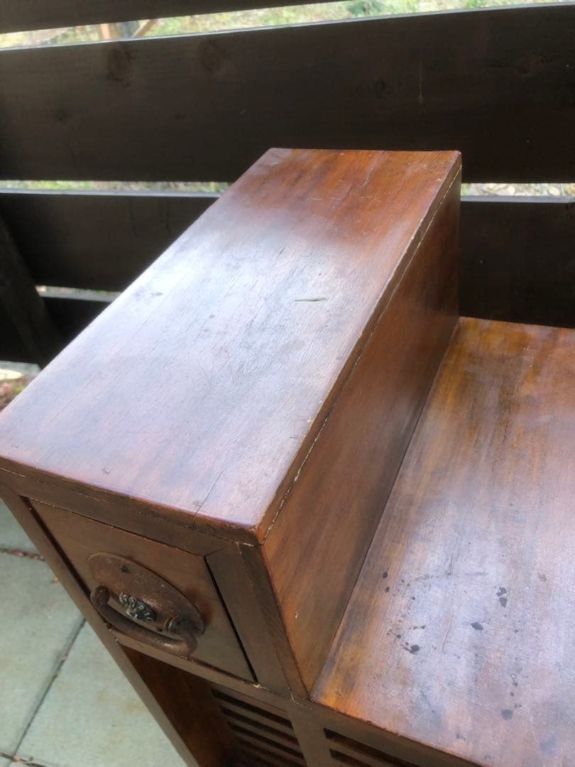 階段箪笥　両開き４段　昭和レトロ　古道具　アンティーク　骨董