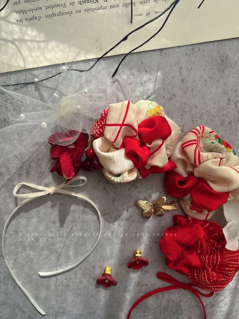 七五三　七五三髪飾り　ヘッドドレス　着物髪飾り　リメイク髪飾り　083