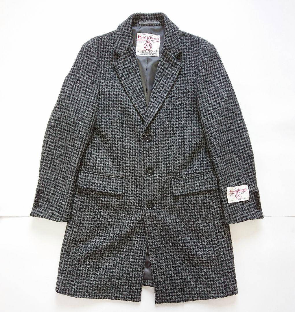 ハリスツイード✨アーバンリサーチ チェスターコート M グレー 千鳥格子 ウール