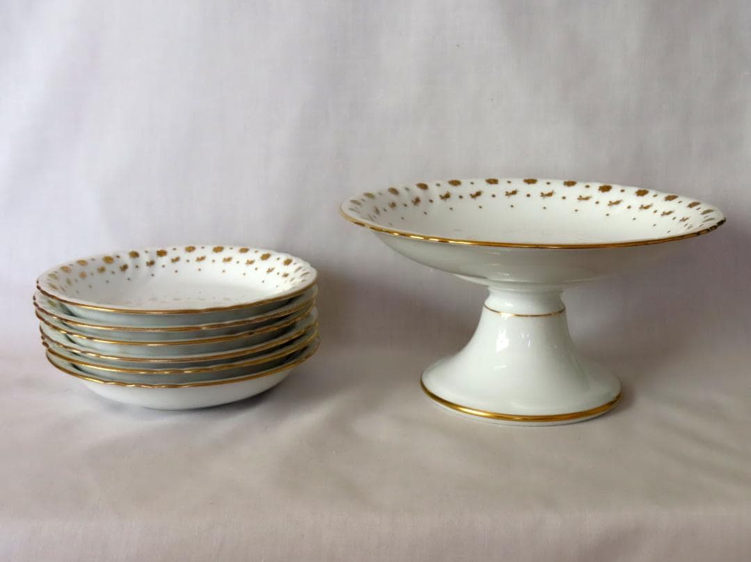 高級洋食器　銘々皿６枚＋ 足つきコンポート　大倉陶園 　稀少