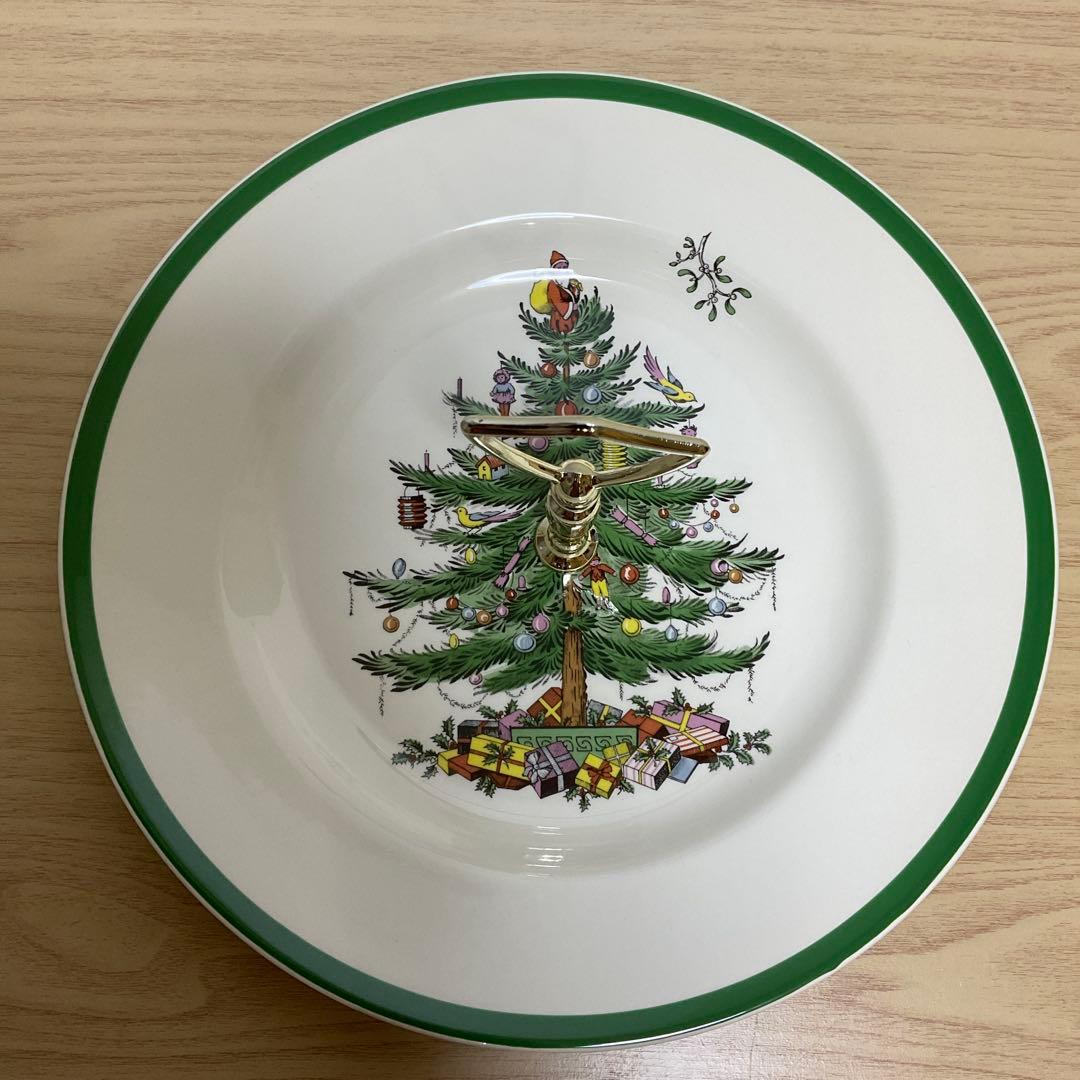 イギリス　スポード　クリスマスツリー　ハンドル付きプレート　トレイ　②