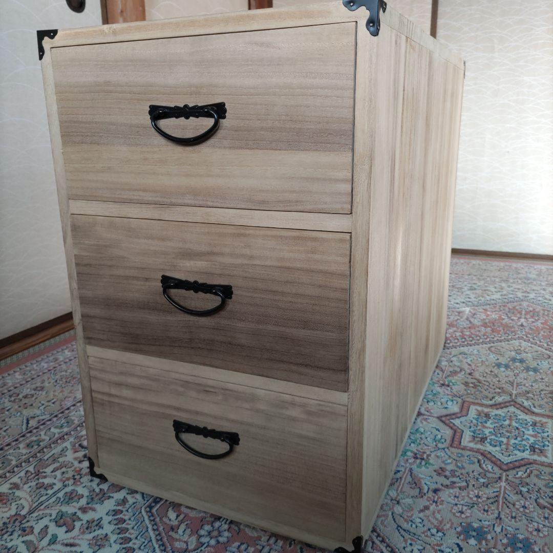 桐　押入れ収納たんす　引き出し３段　タテ型
