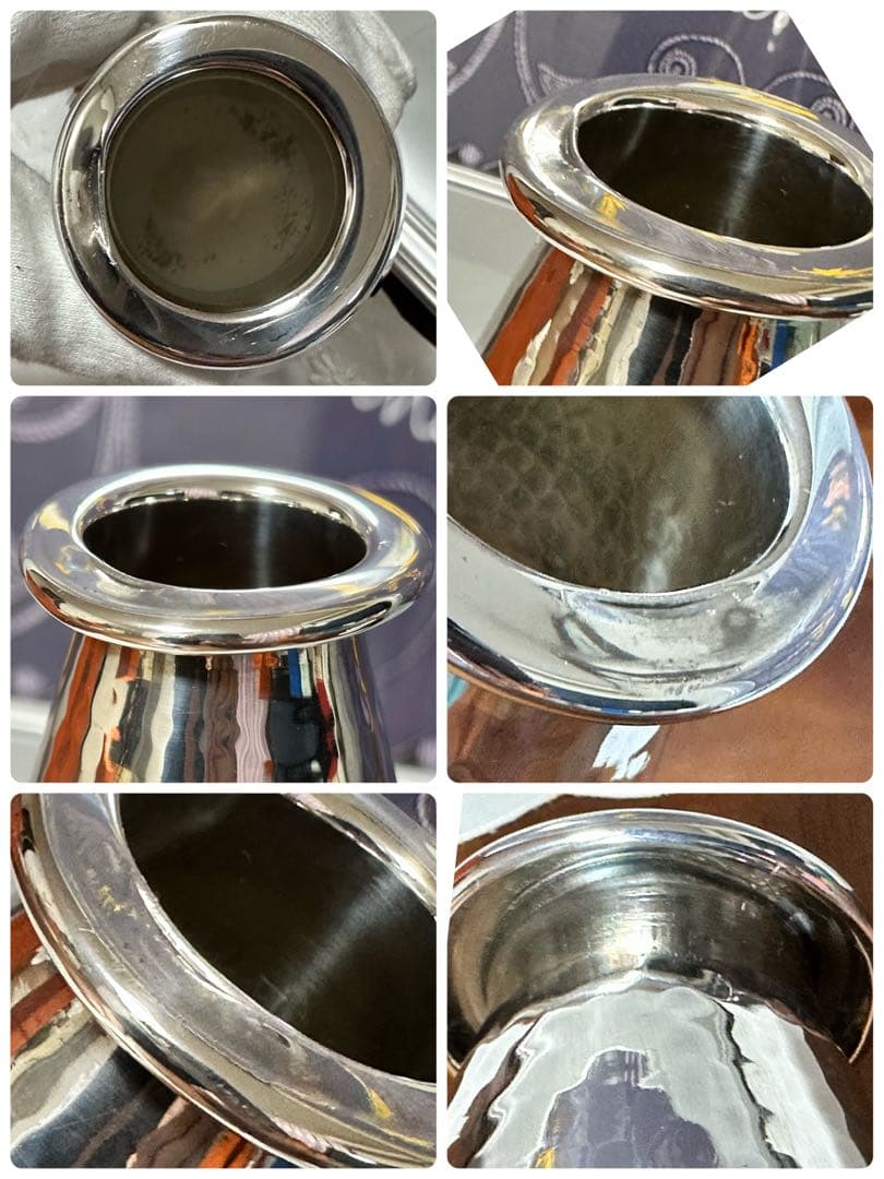 HERMES エルメス　ステンレス製　花瓶　フラワーベース　希少　シルバーカラー