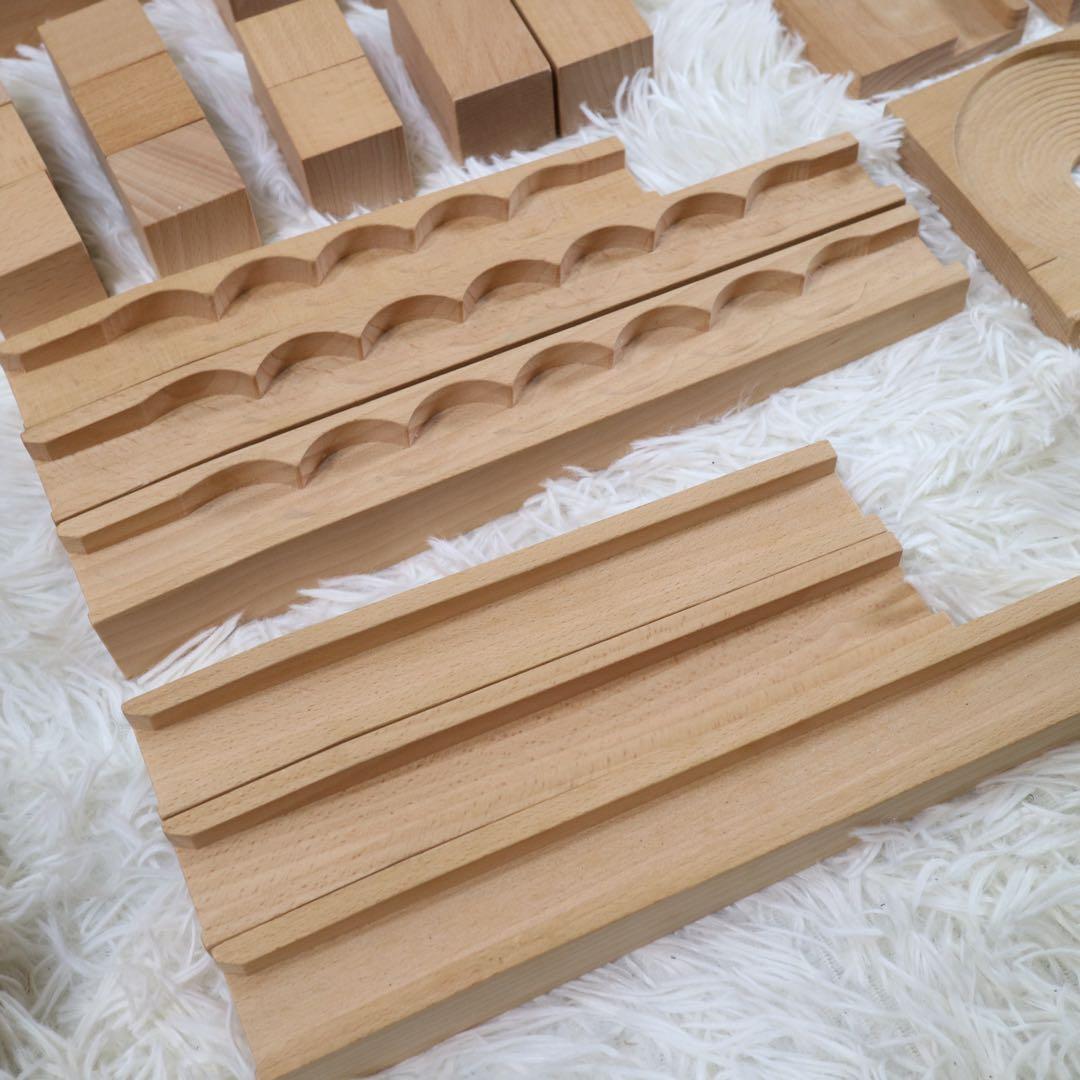 m. 小さな大工さん ビー玉ころがし 積み木 手押し車 セット 知育玩具