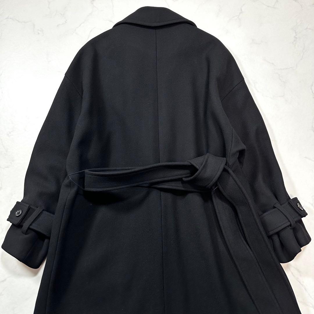 希少XL 着丈127cm◎ザラ マンテコ オーバーサイズロングコート 女優襟 黒