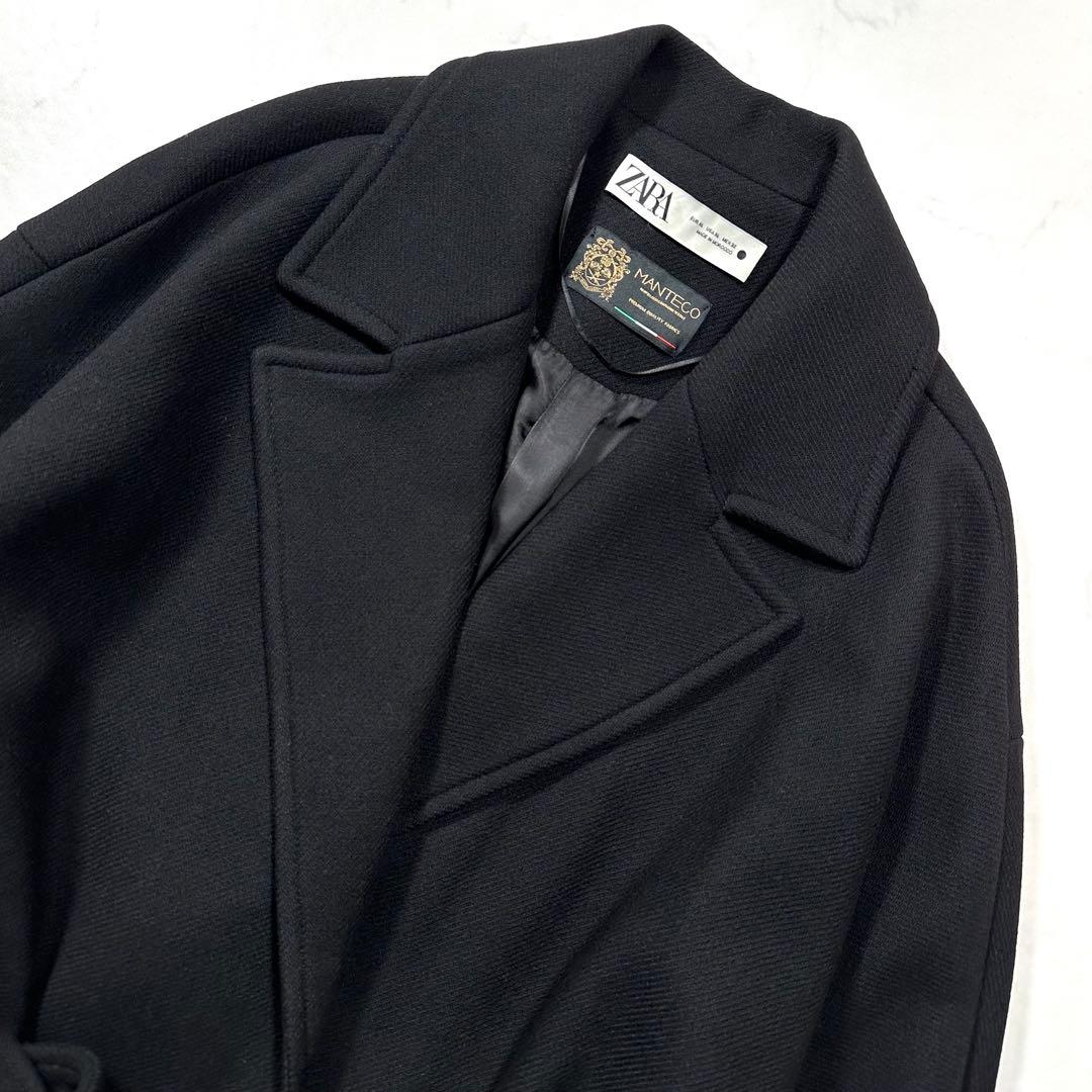 希少XL 着丈127cm◎ザラ マンテコ オーバーサイズロングコート 女優襟 黒