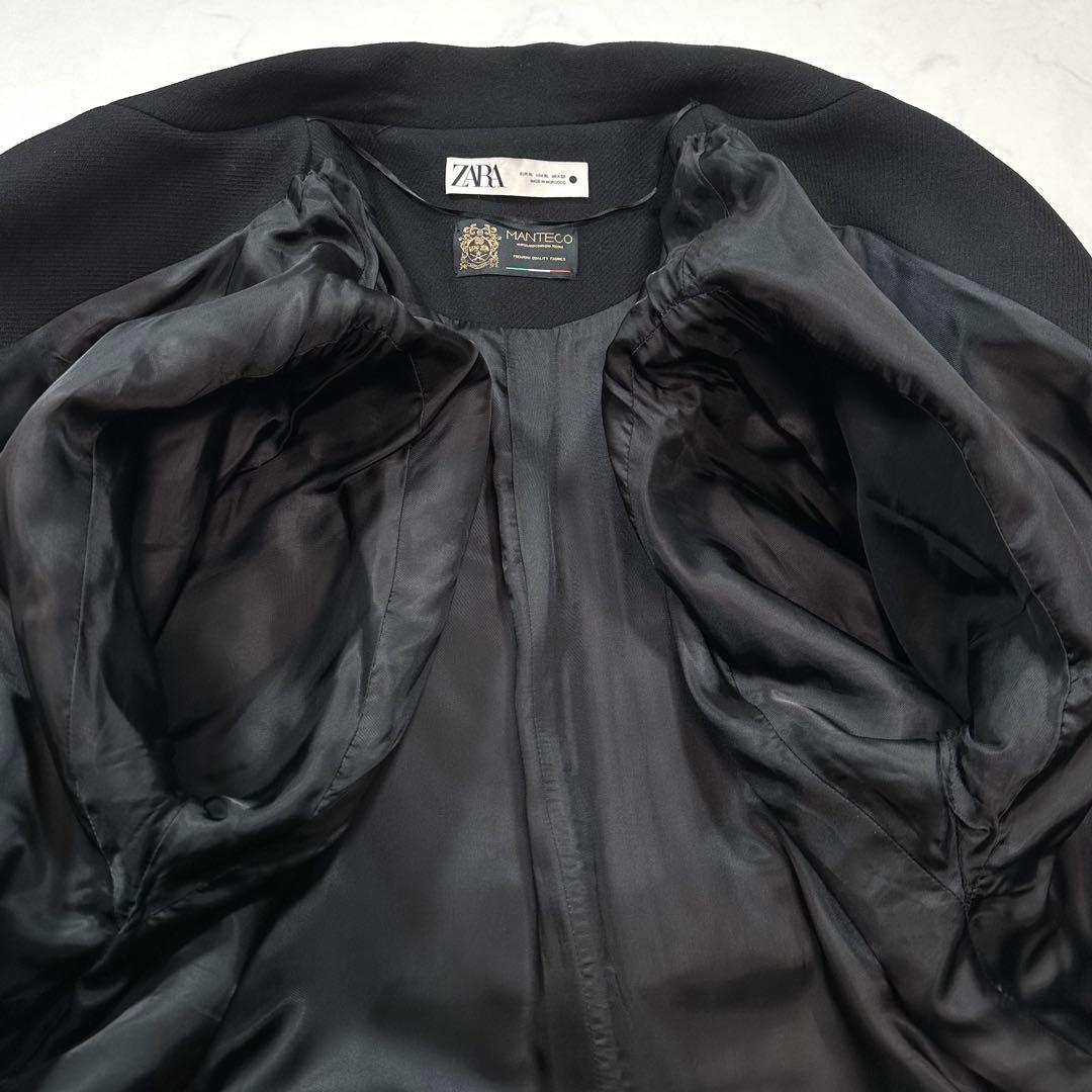 希少XL 着丈127cm◎ザラ マンテコ オーバーサイズロングコート 女優襟 黒