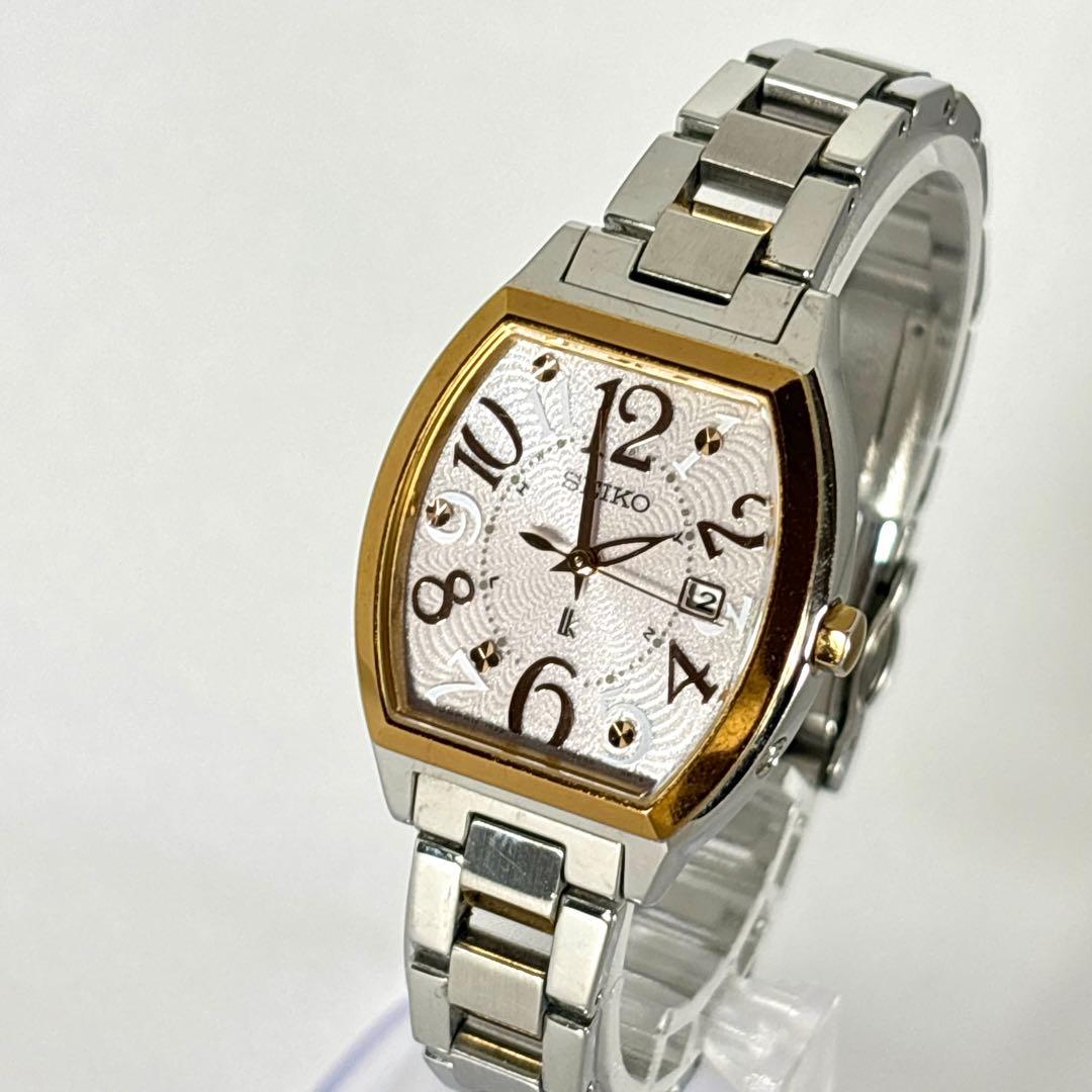 稼働 SEIKO ルキア レディース時計 コンビ デイト 電波ソーラー トノー型