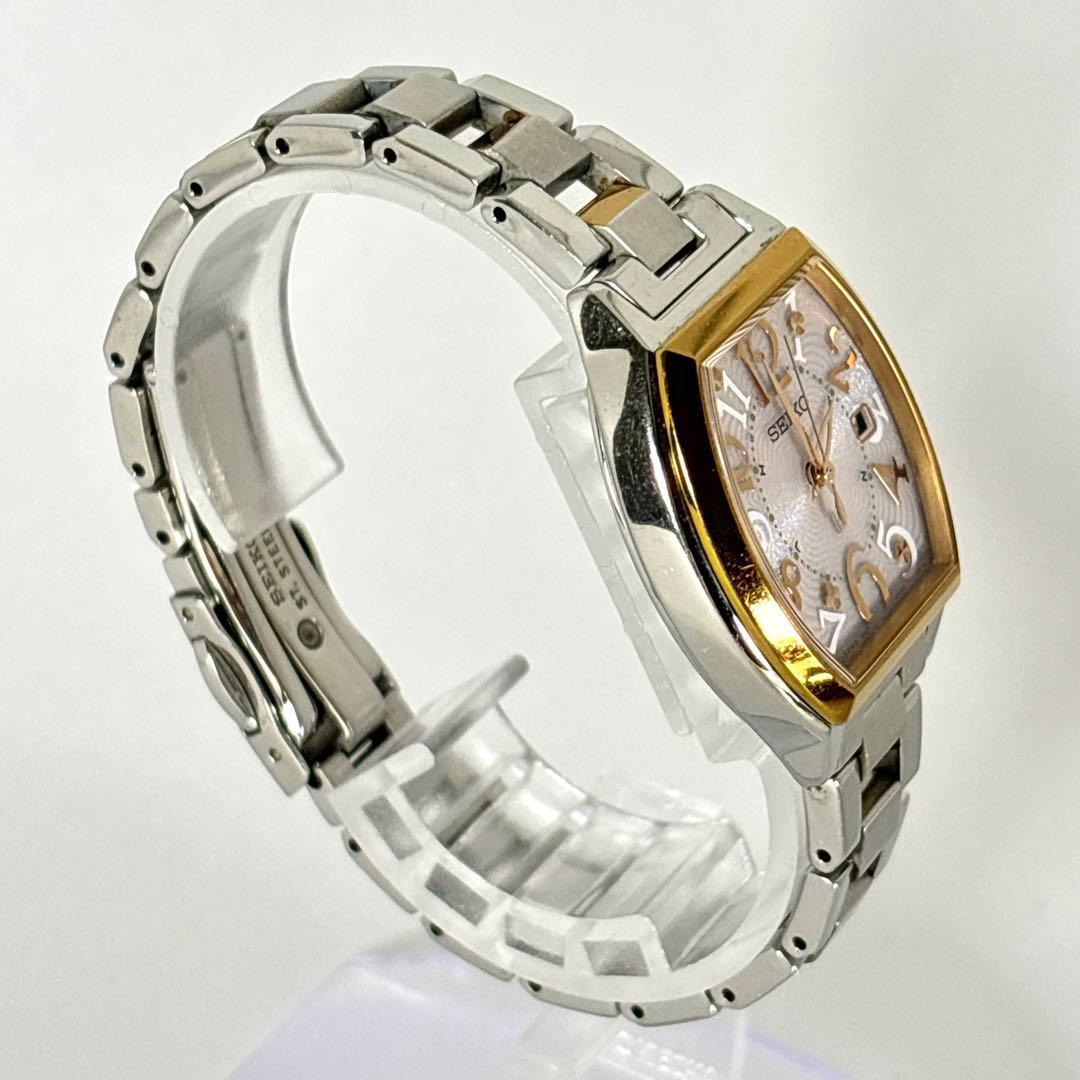 稼働 SEIKO ルキア レディース時計 コンビ デイト 電波ソーラー トノー型