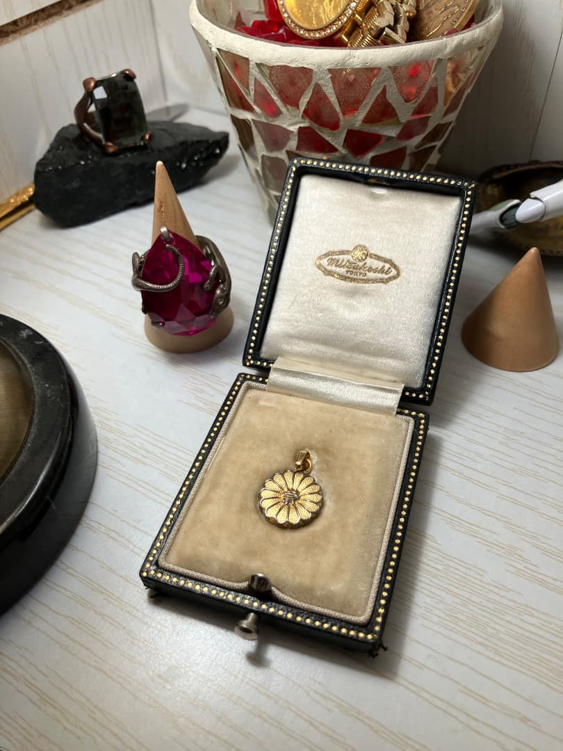 刻印 純銀 菊紋 崇 ゴールド ペンダント ケース付き