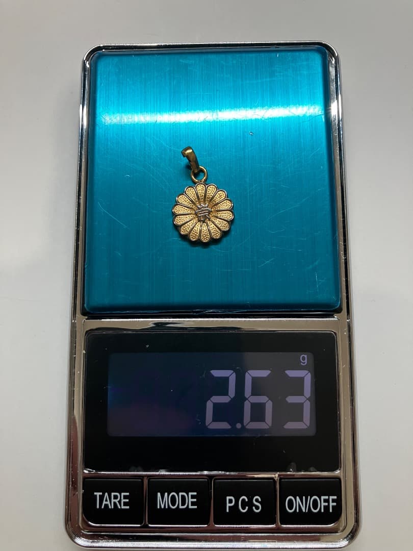 刻印 純銀 菊紋 崇 ゴールド ペンダント ケース付き