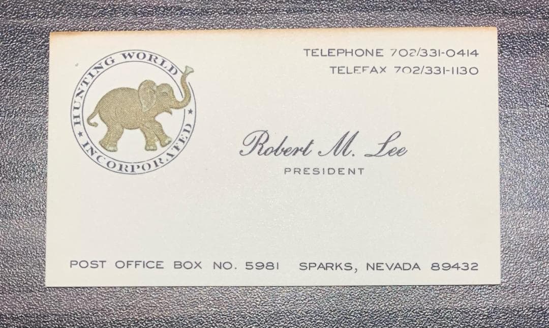 ハンティング・ワールド　創業者　社長　ロバート・M・リー　名刺