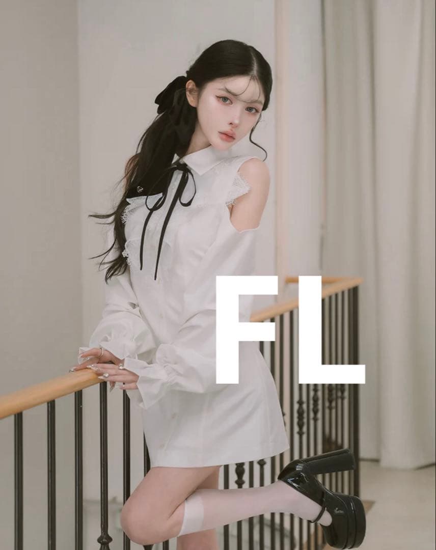 darich ダーリッチ ショルダースカラップフリルシャツミニワンピース