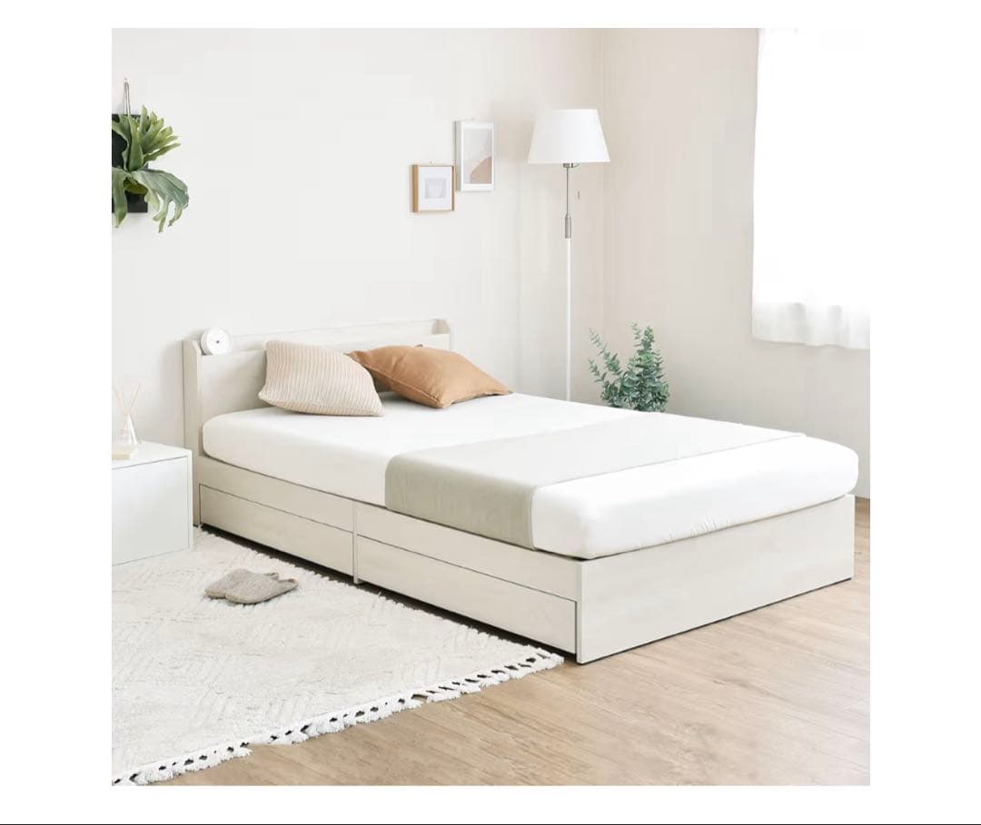 ベッド ベッドフレーム 収納つき セミダブル すのこベッド ロータイプ