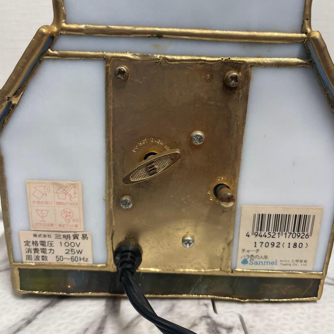 3段階タッチセンサー　オルゴール付き 教会型　ステンドグラス　アンティーク