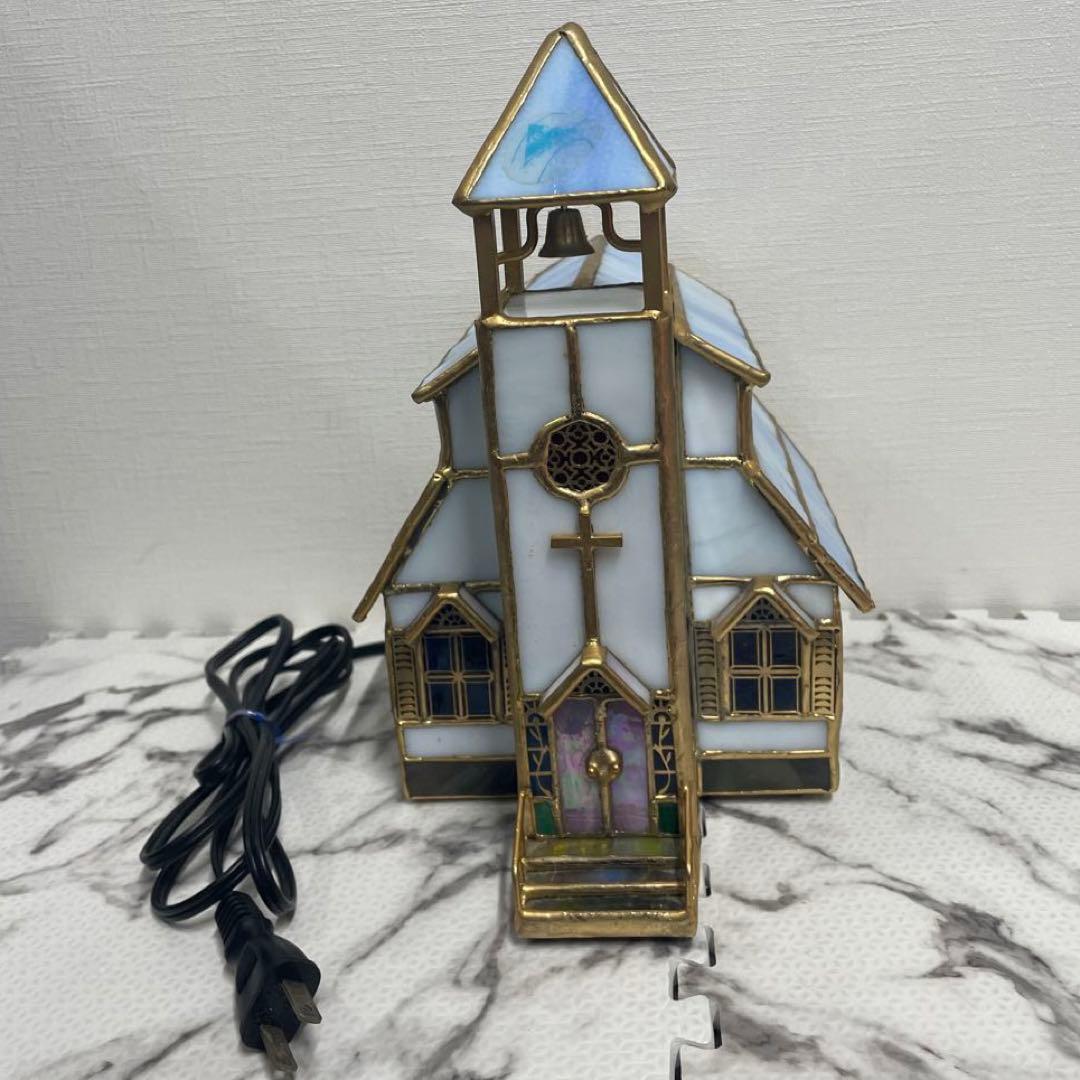 3段階タッチセンサー　オルゴール付き 教会型　ステンドグラス　アンティーク