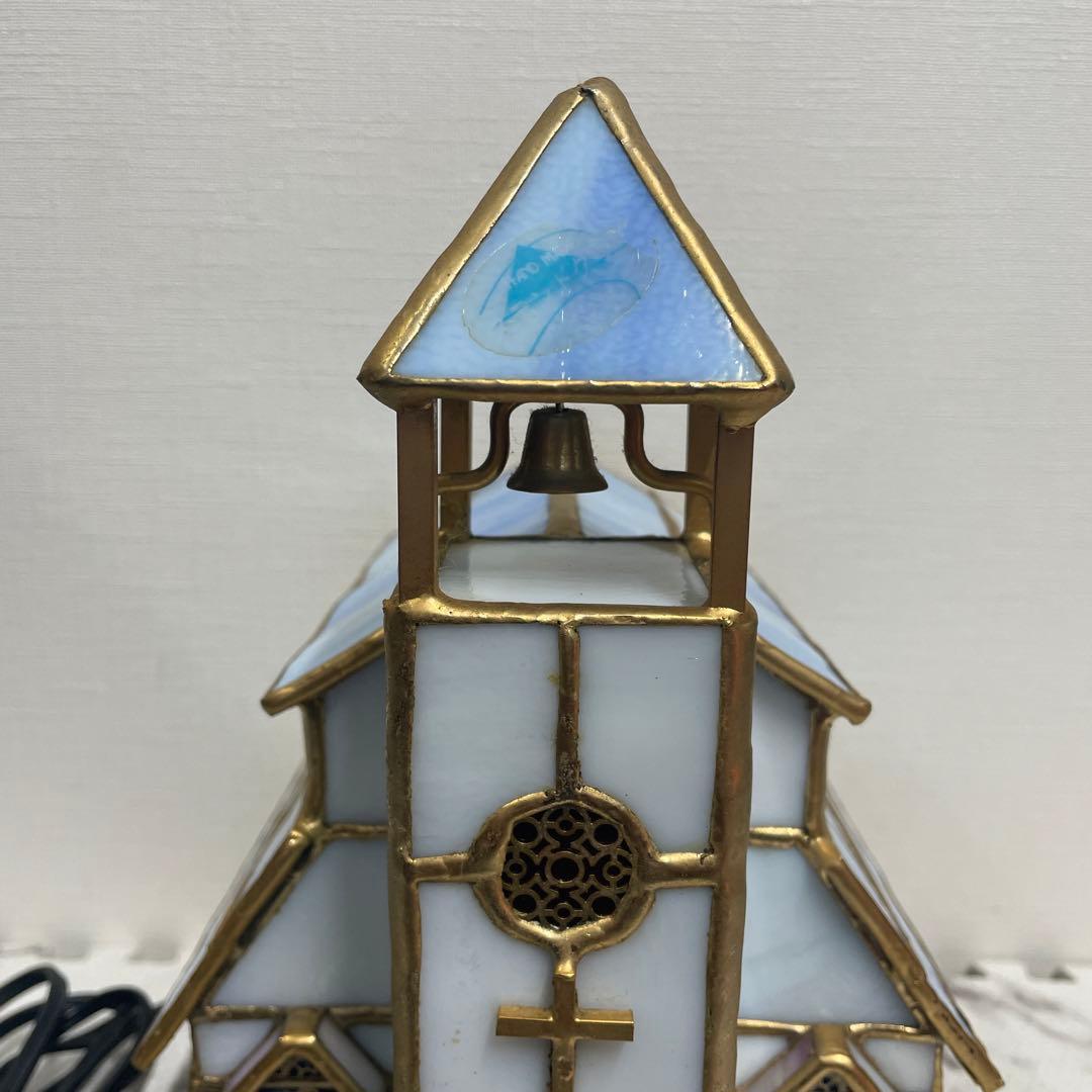 3段階タッチセンサー　オルゴール付き 教会型　ステンドグラス　アンティーク