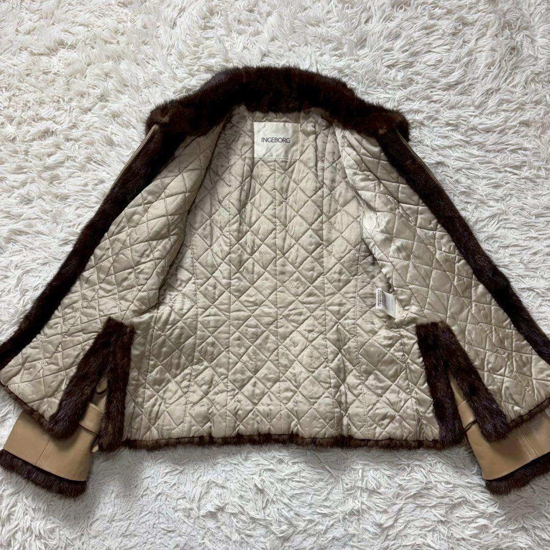 インゲボルグ　レザージャケット　ミンクファー　ライナー付き　リボン