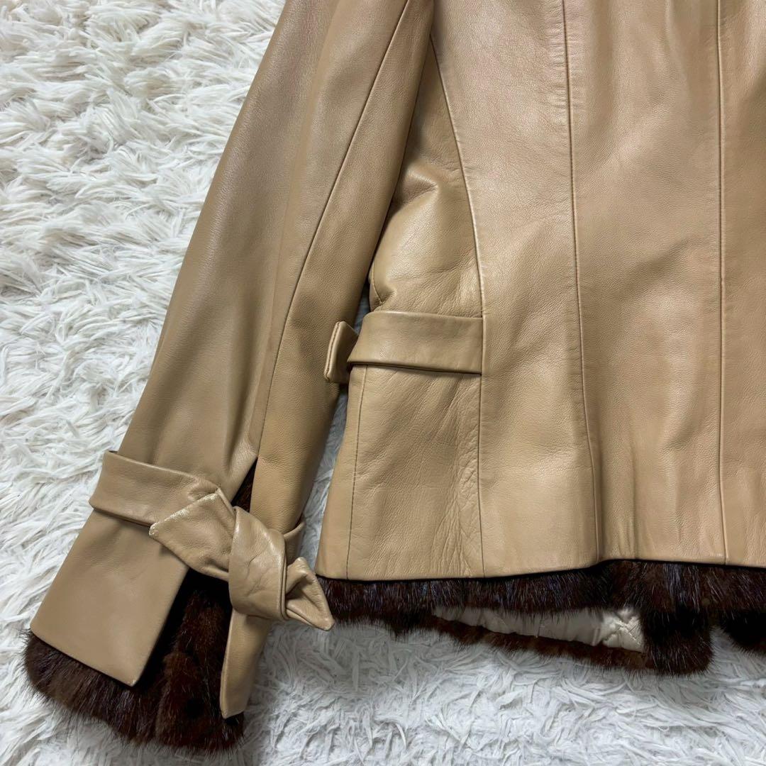 インゲボルグ　レザージャケット　ミンクファー　ライナー付き　リボン