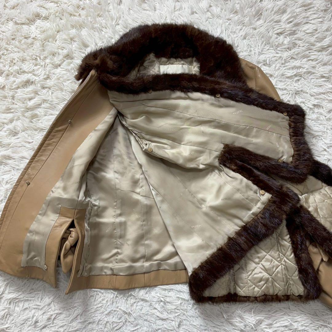 インゲボルグ　レザージャケット　ミンクファー　ライナー付き　リボン