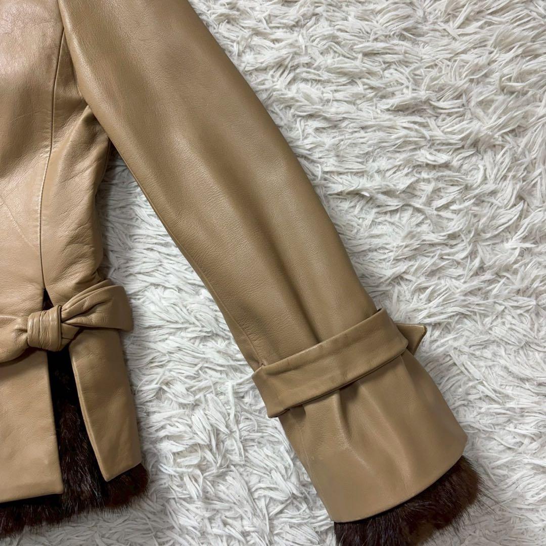 インゲボルグ　レザージャケット　ミンクファー　ライナー付き　リボン