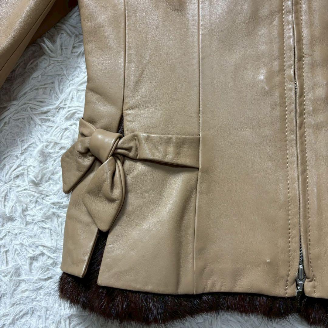インゲボルグ　レザージャケット　ミンクファー　ライナー付き　リボン