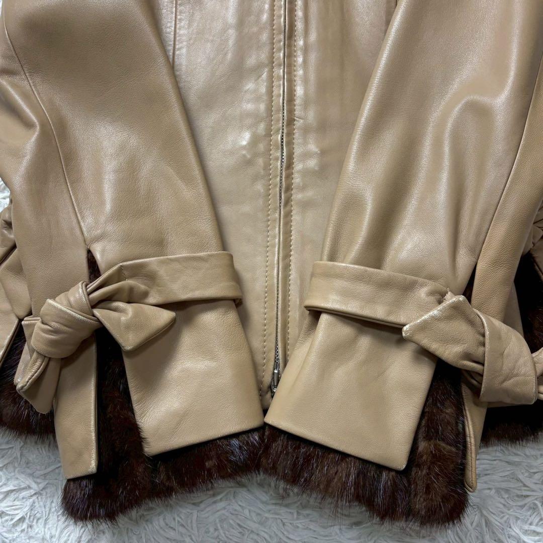 インゲボルグ　レザージャケット　ミンクファー　ライナー付き　リボン