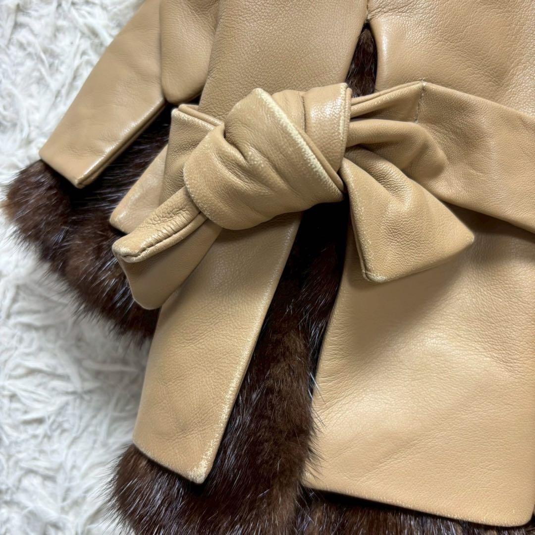 インゲボルグ　レザージャケット　ミンクファー　ライナー付き　リボン