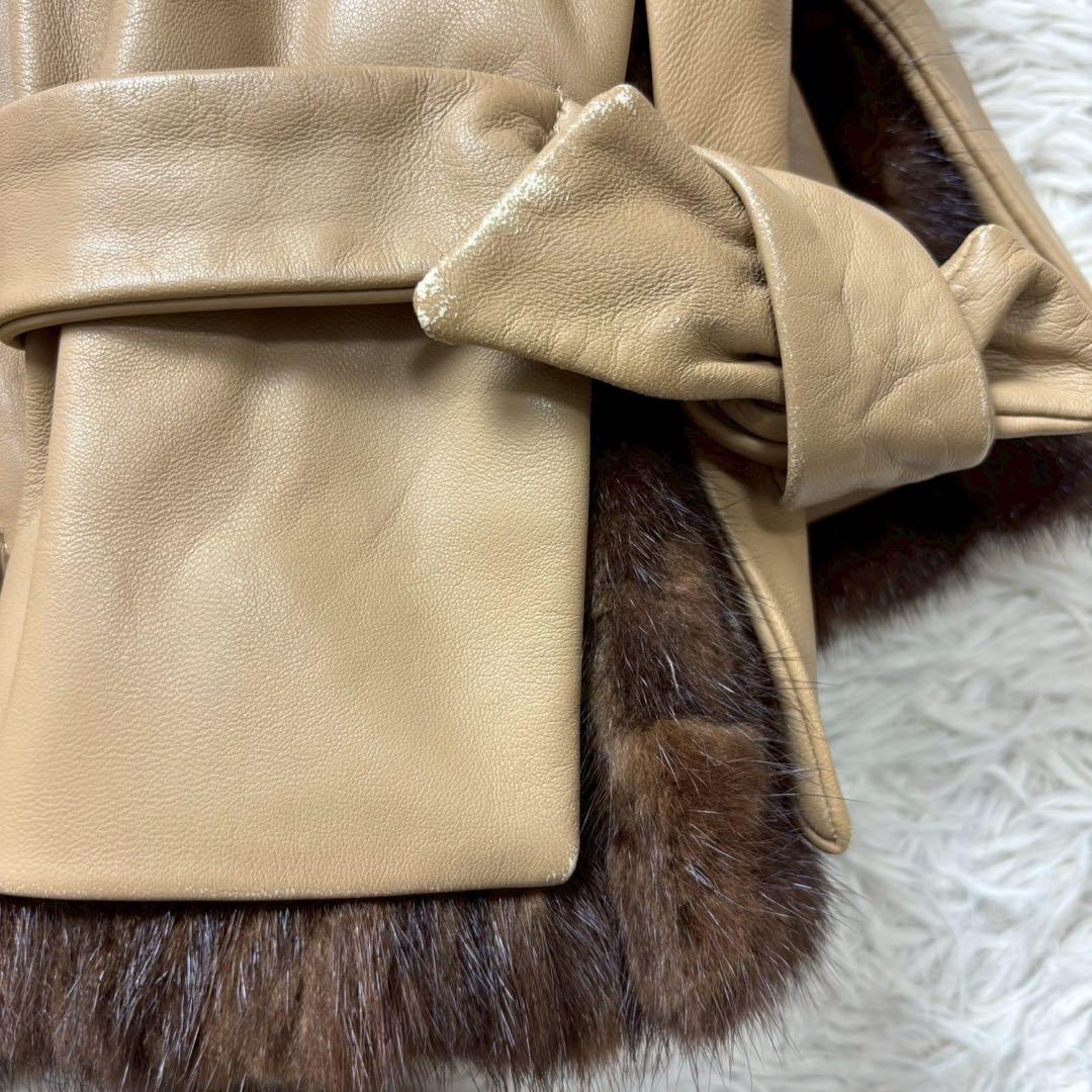 インゲボルグ　レザージャケット　ミンクファー　ライナー付き　リボン