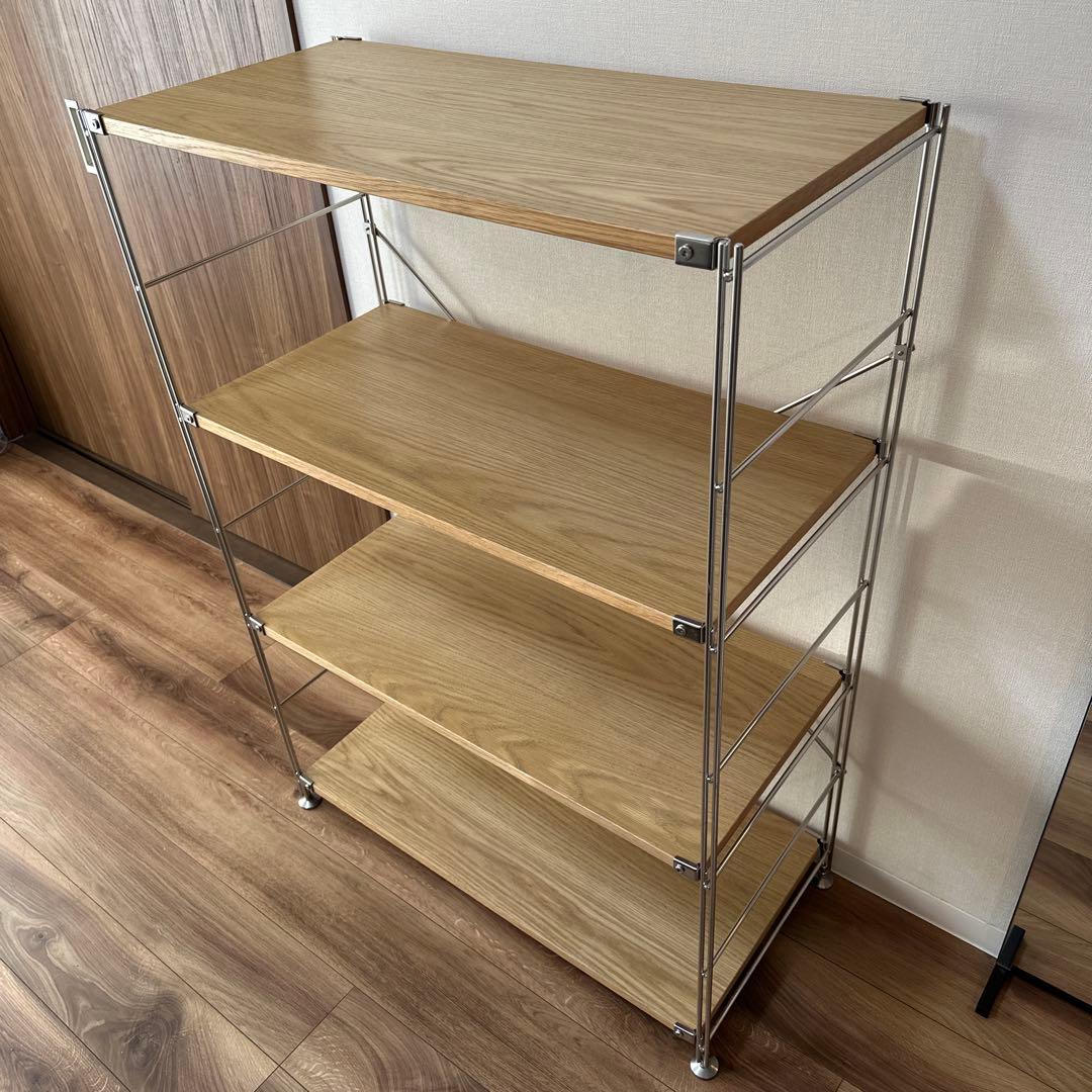 【無印良品】ステンレスユニットシェルフ・オーク材棚セット・ワイド・中