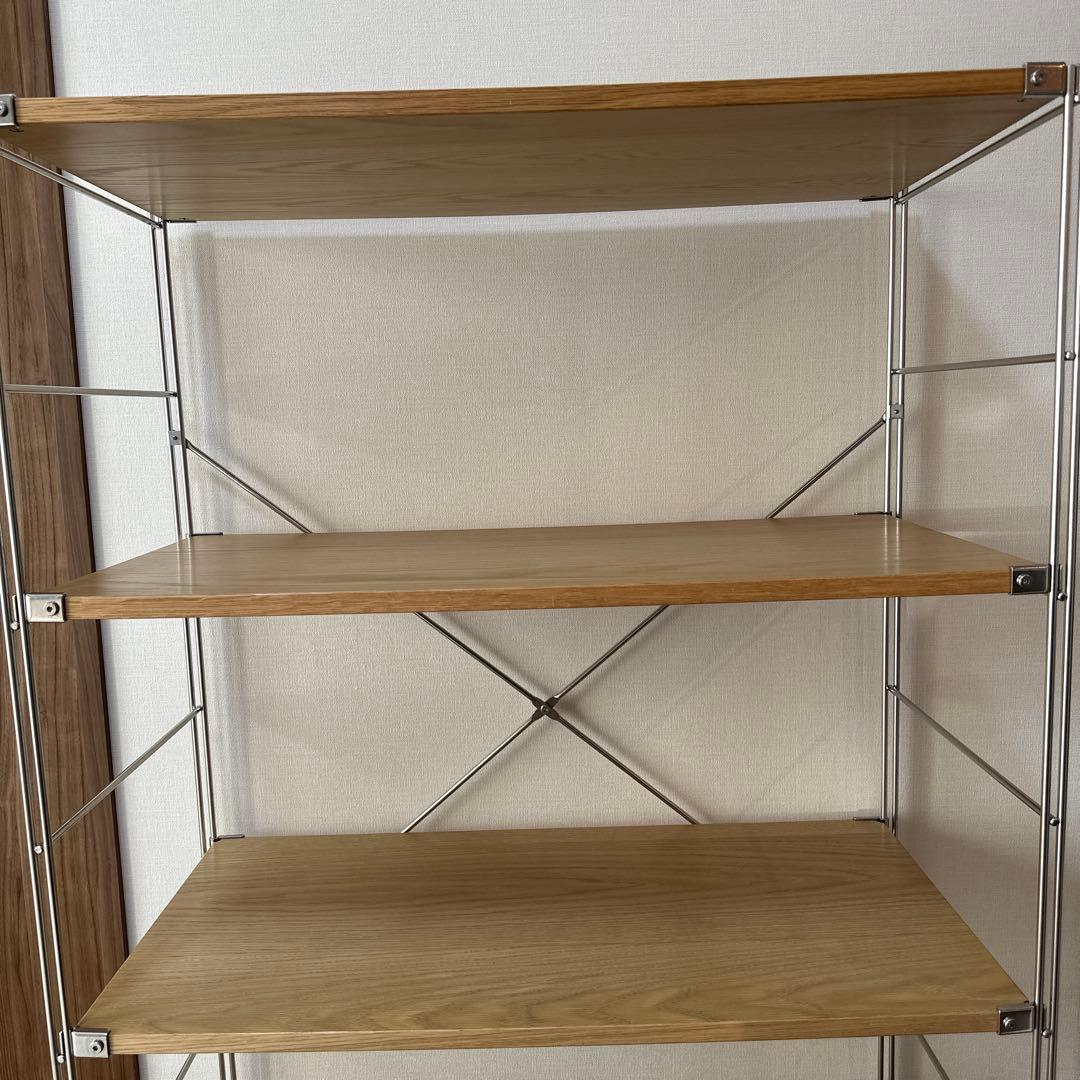 【無印良品】ステンレスユニットシェルフ・オーク材棚セット・ワイド・中