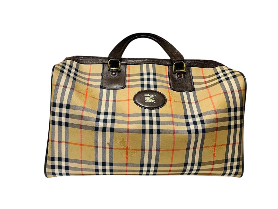 極美品 バーバリー ボストンバッグ ホースロゴ ノバチェック 大容量