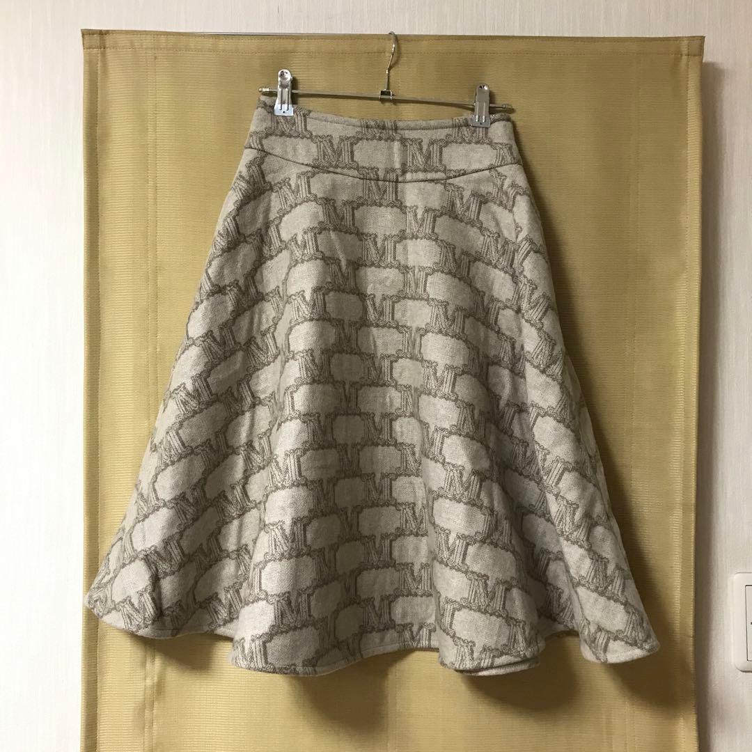 しーママ　　新品❕MaxMara 総柄　フレアスカート　カシミヤ　カシミア